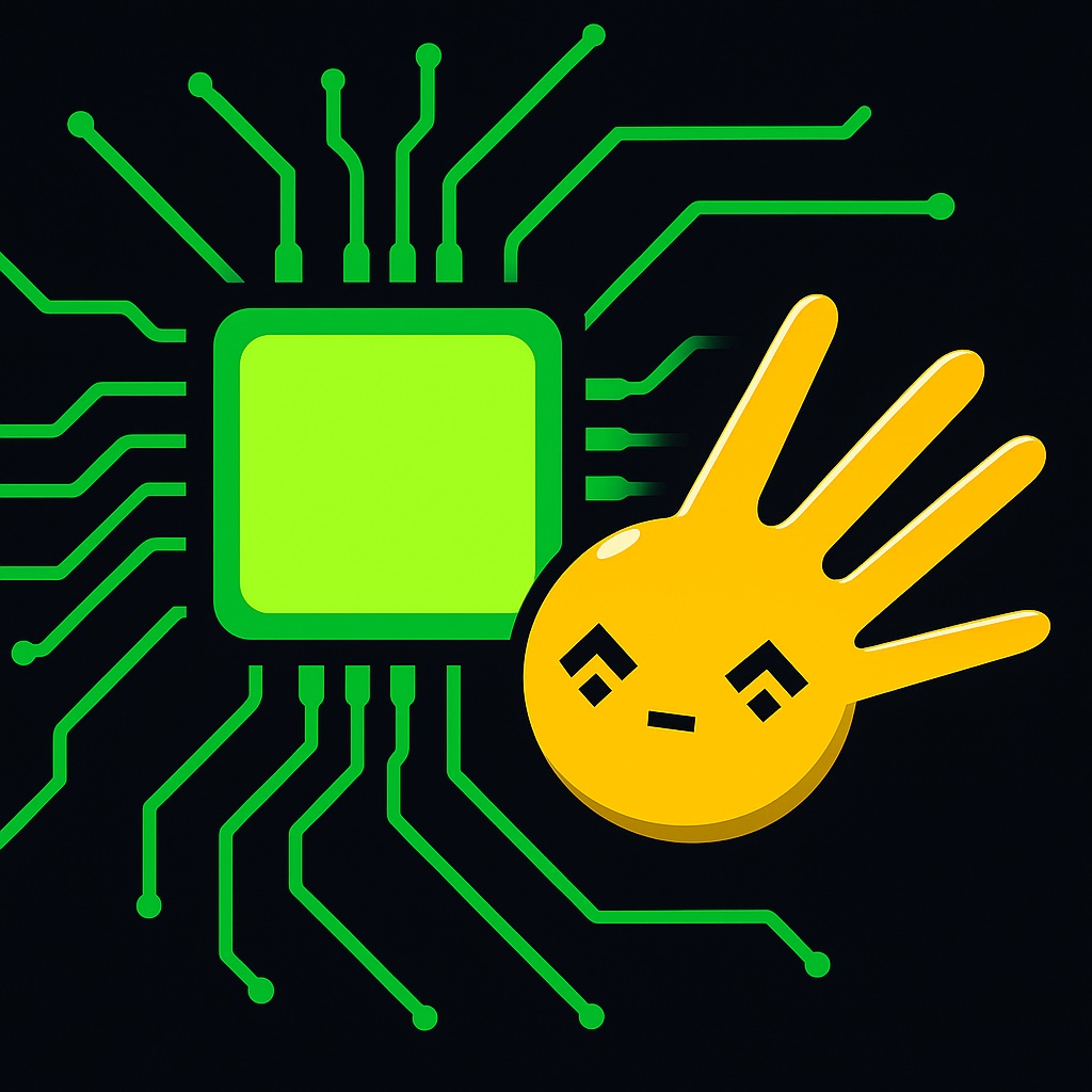 Glowing golden GPU chip on a dark circuit board